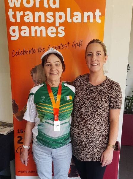 Teresa Smyth with her daughter Rachel after Teresa won a silver medal at the World Transplant Games in Perth in 2023.