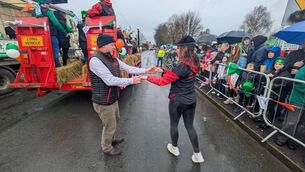 <p>Dancing despite the rain during the Ballintubber St. Patrick's Day Parade. Pic: Liam Reynolds</p>