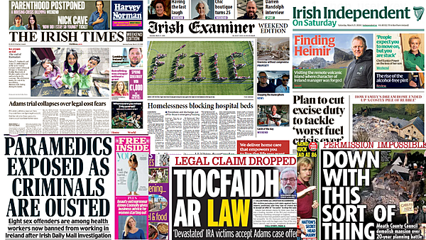 What the papers say: Saturday's front pages