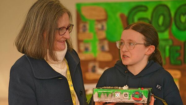 Kayla Kerrane explains the GooBot to Bernadette Stapleton, Hibernia College. Pic: Gerard O'Loughlin Kayla Kerrane explains the GooBot to Bernadette Stapleton, Hibernia College. Pic: Gerard O'Loughlin