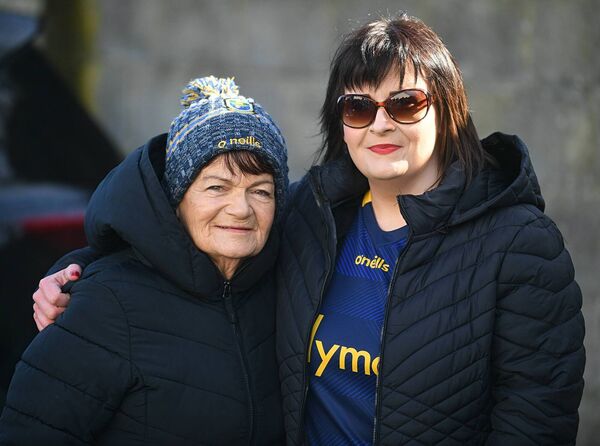 Mary and Edel Purcell, Athleague, supporting the Roscommon senior footballers during their six-point victory against Donegal at King and Moffatt Dr. Hyde Park on Sunday last. Picture: Gerard O'Loughlin