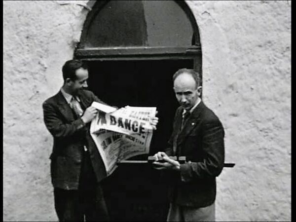 Paddy and Tom Morahan with a copy of the Strokestown Democrat. Their father Owen was one of the original founders of the paper, along with his brother Paddy.