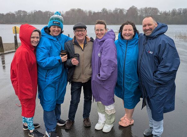 This group of people meet every Sunday morning at 11 a.m. to swim in Errit Lake, Gorthaganny - Brenda Krusina, Judy Kelly, Joe Beirne, Donna Toughey, Marianne Crawley, and Michael Krusina. Pic: Liam Reynolds 