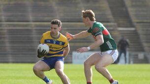 <p>CHANGE OF DIRECTION: Roscommon midfielder, Conor Ryan, is forced to turn back by Mayo's Jack Carney during Sunday's Division One League game at Hastings Insurance MacHale Park, Castlebar. Picture: INPHO/Andrew Paton</p> <p>CHANGE OF DIRECTION: Roscommon midfielder, Conor Ryan, is forced to turn back by Mayo's Jack Carney during Sunday's Division One League game at Hastings Insurance MacHale Park, Castlebar. Picture: INPHO/Andrew Paton</p>