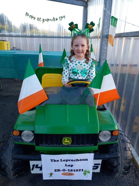 Pictured is Emma Ryan who was the parade marshal of 'The Leprechaun Lap' fundraising event at Happy Feet. She led her friends and family on a walk, raising funds for the Castlerea Town Team’s Easter Egg Hunt, sponsored by Happy Feet. Pictured is Emma Ryan who was the parade marshal of 'The Leprechaun Lap' fundraising event at Happy Feet. She led her friends and family on a walk, raising funds for the Castlerea Town Team’s Easter Egg Hunt, sponsored by Happy Feet.