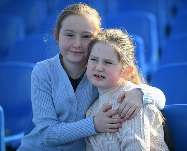 Saoirse and Eve Hayes, Athleague, supporting the Roscommon senior hurlers against Donegal at King and Moffatt Dr. Hyde Park on Saturday last. Picture: Gerard O'Loughlin
