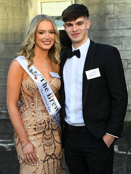 Grace Dwyer, representing the Brewery Bar pictured with her escort Aaron Taylor who was named the Roscommon Rose of Tralee Escort of The Year. Pic: Gerard O'Loughlin