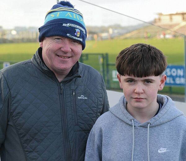 Aidan and David Thompson, St. Aidan's GAA Club, supporting the Roscommon U-20 footballers against Sligo at King and Moffatt Dr. Hyde Park on Wednesday evening. Pic: Gerard O'Loughlin