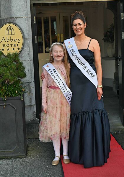Roscommon Rose of Tralee 2024 Rachel Hastings pictured with her Roscommon Rosebud for the Tralee event, Ellen Keogh, ahead of the Roscommon Rose of Tralee 2026 selection night in the Abbey Hotel, Roscommon. Pic: Gerard O'Loughlin
