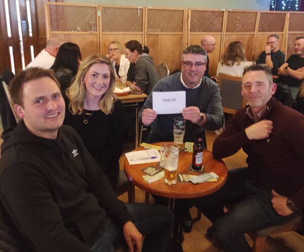 Harry Huston, Luke Molloy, George Sheffield and Triona Cavanagh at Athlone Tennis Club's "Big Push" fundraising quiz in The Bounty. 