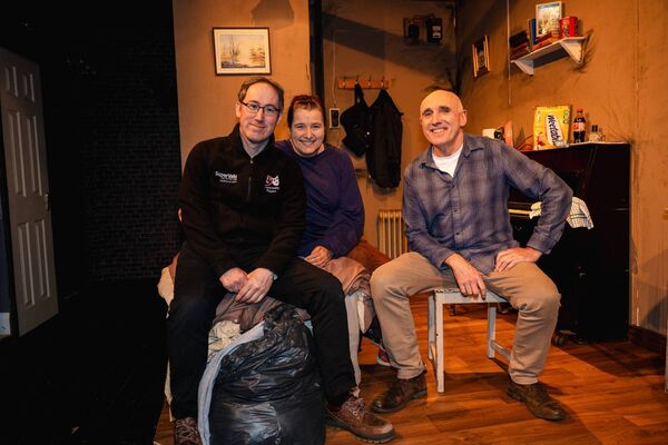 Betty (Marie Coneran) and Dan (Padraic Newman) with director Coman Keaveny.