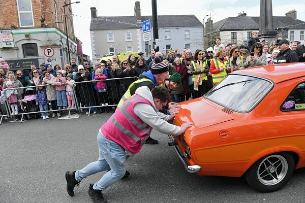 Pushing power at the Roscommon Town Easter Parade. Pic: Gerard O'Loughlin