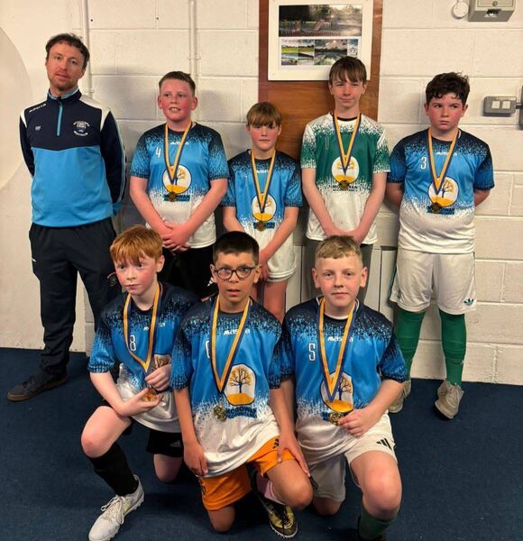 The Tarmonbarry/Scramogue U-13 boys’ Futsal team, and their manager Richie Farrell, that were crowned Community Games champions in Castlerea.