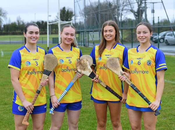 Defenders Mairead Lohan, Hannah Murray, Sinéad Mannion and Erin McDermott at training in Ballyforan ahead of the Roscommon junior camogie team's league final against Armagh. 