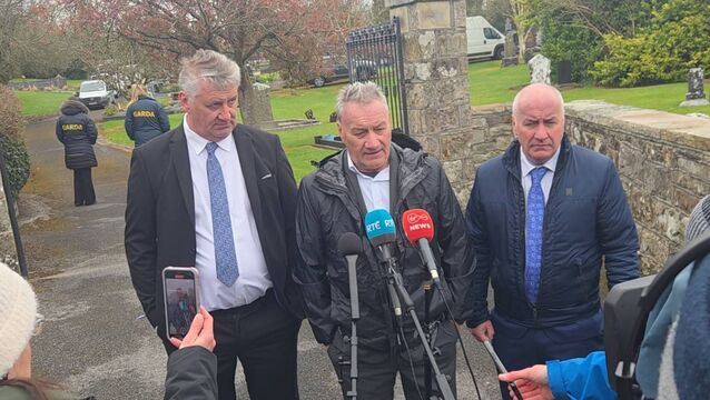 <p>Peter, Willie and Brendan Farrell speaking to the media on Friday after their late father was exhumed at Bornacoola cemetery by members of the Garda Technical Bureau.</p>