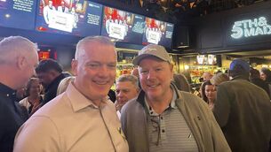 <p>Derek Duggan with Tulsk native Enda Raftery, now living in Chicago, at Friday evening's function for Roscommon supporters at 5 &amp; Mad in New York. Pic: Roscommon GAA</p>