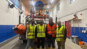 <p>Training Group: (L-R) Naveen Nath (Shore Crew graduate); Liam Sheringham (RNLI Lifeboat Training Assessor); Kieran Curley (Shorecrew Mentor); Ankur Arora (Shore Crew graduate).</p> <p>Training Group: (L-R) Naveen Nath (Shore Crew graduate); Liam Sheringham (RNLI Lifeboat Training Assessor); Kieran Curley (Shorecrew Mentor); Ankur Arora (Shore Crew graduate).</p>