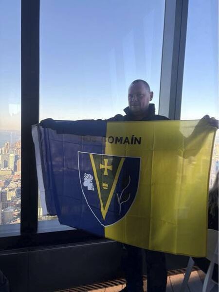 Ballagh fireman Kevin Taylor supporting The Rossies in New York. 