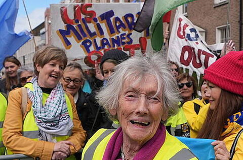 91-year-old woman walks 220km to protest US military at Co Clare airport