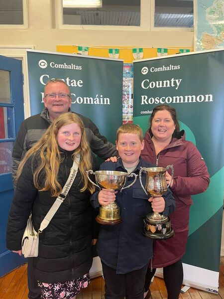 Congratulations to Patrick O'Dowdm CCÉ Elphin first place in U1-2 Boys; English Song Singing and 1st place in U-12 Boys' Irish Singing at the Roscommon County Fleadh. All roads lead to Mohill in July for the Connaught Fleadh for Patrick who is pictured here with his family. Congratulations to Patrick O'Dowdm CCÉ Elphin first place in U1-2 Boys; English Song Singing and 1st place in U-12 Boys' Irish Singing at the Roscommon County Fleadh. All roads lead to Mohill in July for the Connaught Fleadh for Patrick who is pictured here with his family.