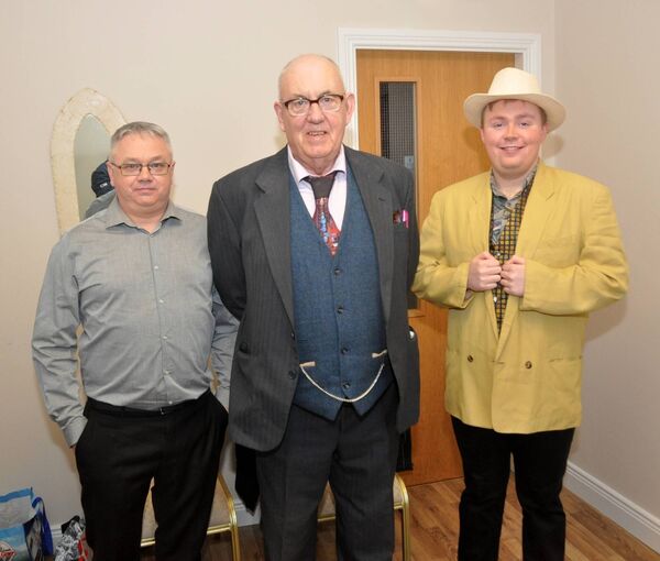 Joseph Flanagan, Sean Kelly, and Kieran Gill who took part in the production of ‘Big Splash Small Fish’ staged by the Cloonbonniffe Drama Group at the Trinity Arts Centre, Castlerea. Pic: Liam Reynolds
