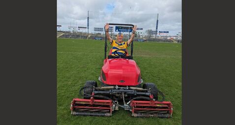 Paddy Joe mows the grass in 'one of the greatest stadiums in the world'