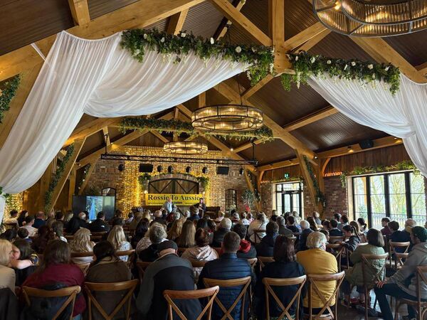 A large crowd gathered on Saturday for a special homecoming event to celebrate Fergal Guihen's epic 'Rossie to Aussie' cycle.