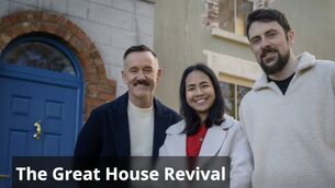 <p>David and Eleanor Shannon with Brendan Courtney who took over the completion of the programme following the death of Hugh Wallace. Pic: RTE</p>