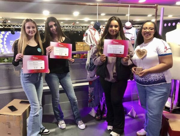 Elphin Community College students celebrating at Relove Fashion Finals in The Helix, Dublin. 