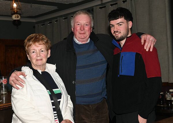 Betty Garvey, John Kearney and Joe Cunnane, pictured at Ballintubber Development's draw launch in Garvey’s of Ballintubber. Pic: Gerard O’Loughlin 