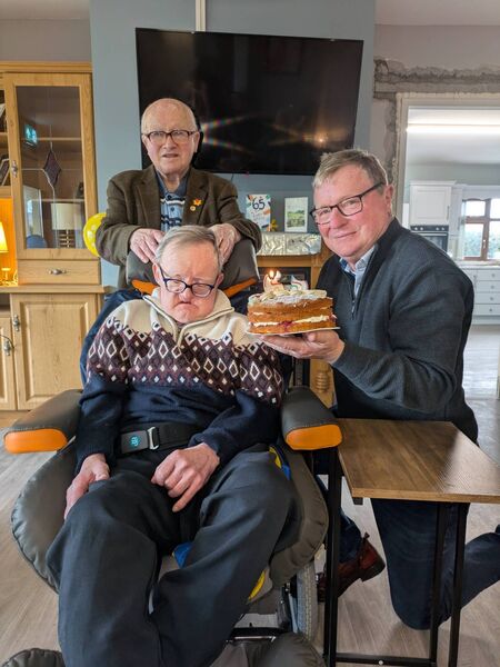 Danny Burke and Liam Reynolds at Henley HOuse, Ballinlough with Castlerea's Goodwill Ambassador John Kennedy on the occasion of his 65th birthday. Pic: Liam Reynolds 