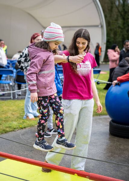 Balancing Act: Testing out balancing skills at the World Circus Day events in Castlerea last weekend. Pic: Cian Flynn