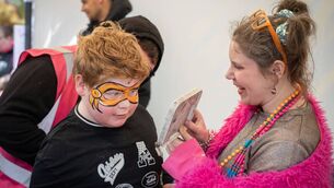 <p>Masking It: Trying out a new look at the World Circus Day events in Castlerea last weekend. Pic: Cian Flynn</p>