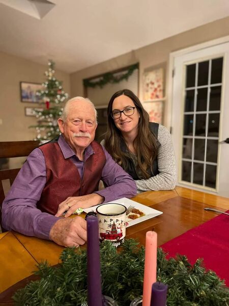 Mike Rattigan at his ranch home in Washington State with his grand-daughter Britney Rattigan. Mike passed away at 84 years of age on January 16th 2024.