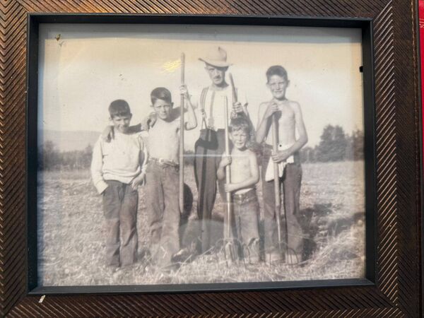 John Rattigan, with sons Tim, Mike, Dan and Jack, on their ranch in Washington State.