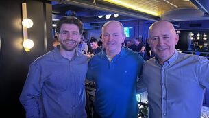 <p>Brian and John Neary (Colm Neary's brother and father) and John Heneghan (Robert Heneghan's father) at 5th and Mad during the Rossies' recent trip to New York. Picture: Roscommon GAA</p>
