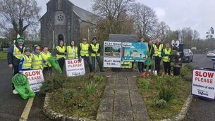 <p>Tidy Towns volunteers out and about for a community clean-up in Balintubber.</p>