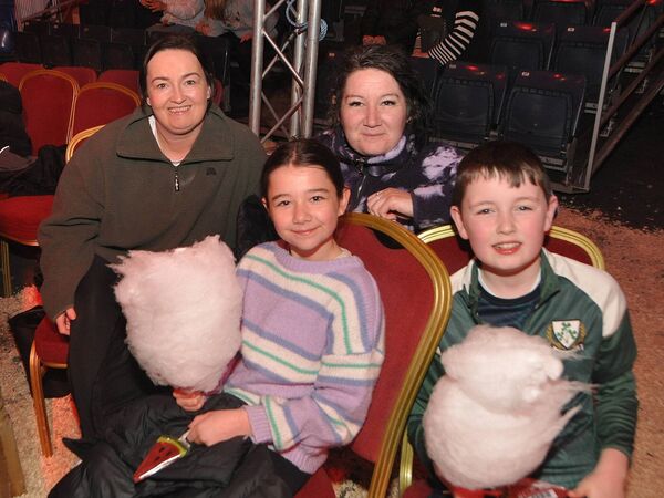 Aaron, Siobhan, and Jacinta McNamara, and Lauren Kilburn pictured enjoying the circus in Castlerea. Pic: Liam Reynolds 