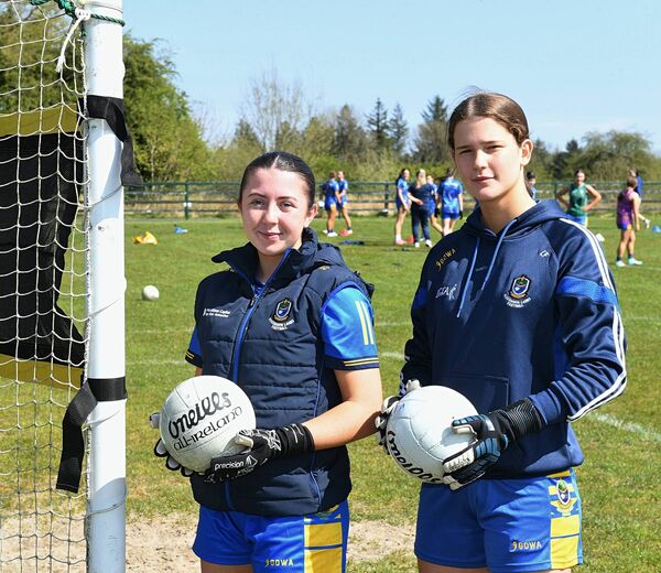 Anna Carty and Lily Finneran ahead of the minor ladies' footballers Connacht A final against Mayo on Bank Holiday Monday. Picture: Gerard O'Loughlin Anna Carty and Lily Finneran ahead of the minor ladies' footballers Connacht A final against Mayo on Bank Holiday Monday. Picture: Gerard O'Loughlin