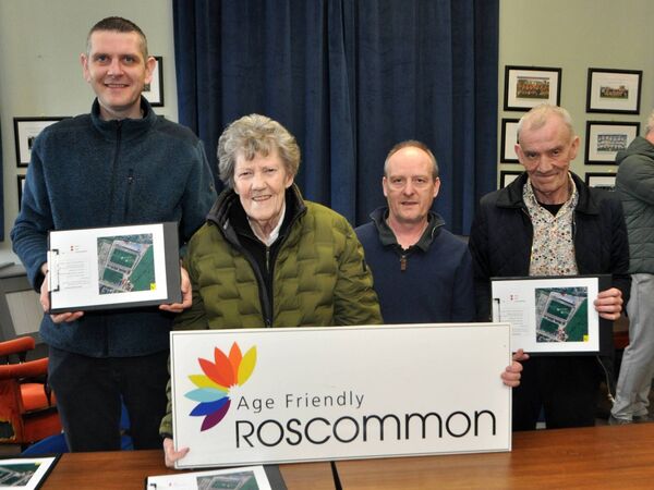 Tom Clyne, Breege Nerney, John Mannion, and Stephen Byrne pictured during an An Age Friendly Walkability Audit at King and Moffatt Dr. Hyde Park. Pic: Liam Reynolds