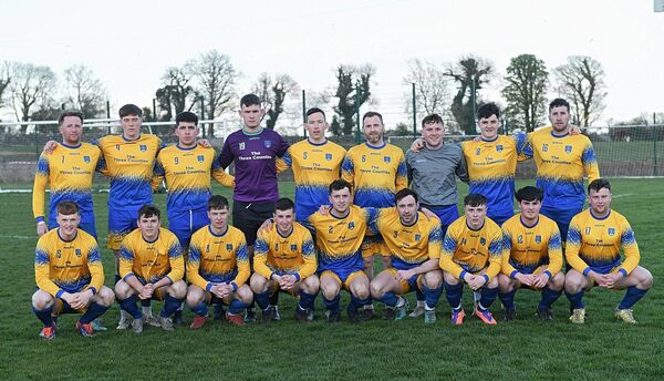 The Cloonfad United squad, pictured here before the recent Challenge Cup semi-final, that will be trying to capture the club's maiden Connacht title on Saturday evening. 