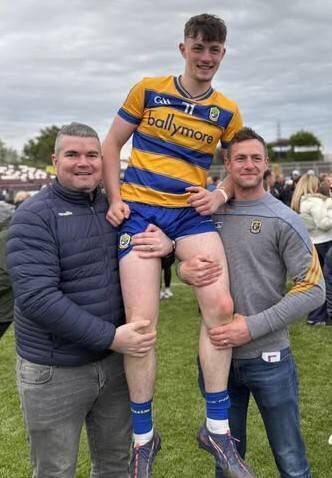 2026: Roscommon minor footballer, Jayden Jennings, on the shoulders of Cathal Shine and Kevin Higgins following the young Rossies' Connacht MFC success in Tuam Stadium on Friday evening. 2026: Roscommon minor footballer, Jayden Jennings, on the shoulders of Cathal Shine and Kevin Higgins following the young Rossies' Connacht MFC success in Tuam Stadium on Friday evening.