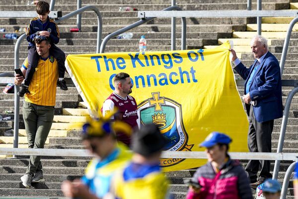 Roscommon supporters send out a message before Sunday afternoon's Connacht SFC final at King and Moffatt Dr. Hyde Park. Picture: INPHO/James Lawlor 