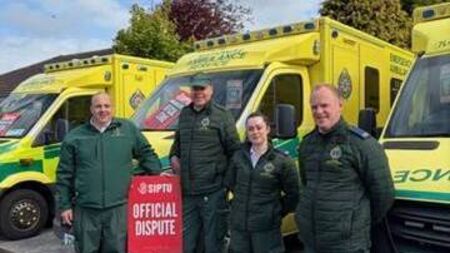 Ambulance personnel on strike in Loughglynn today