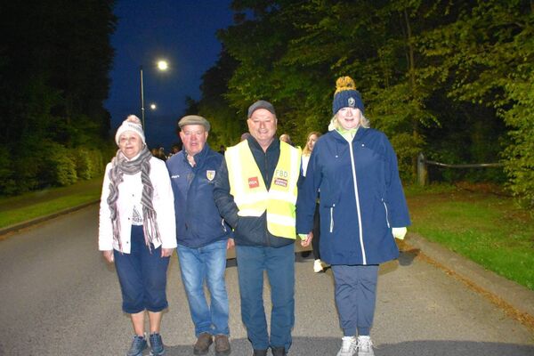 Geraldine and Mick Keenan, Richard and Fiona Thompson taking part in the Darkness Into Light Walk in Castlerea last weekend. Pic: Courtesy Yvonne Hanbury