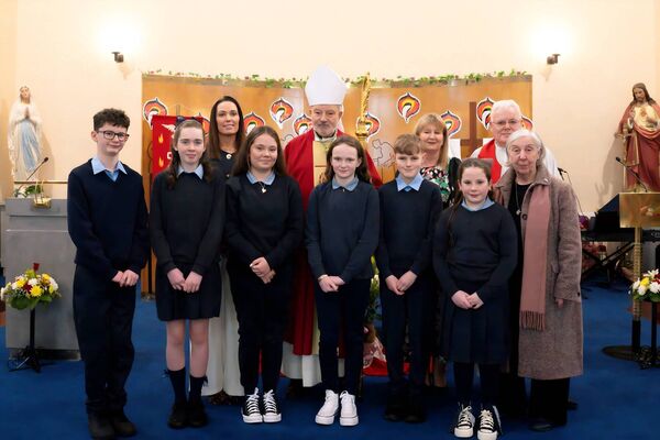 Young people from Fairymount NS who recently received the sacrament of Confirmation. Pictured here with Bishop Kevin Doran, local clergy and teachers. Pic: Breda Durr Young people from Fairymount NS who recently received the sacrament of Confirmation. Pictured here with Bishop Kevin Doran, local clergy and teachers. Pic: Breda Durr