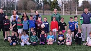 <p>The Ballagh U-8s, with some familiar faces in the management, with their new footballs donated by the Roddys and the Duignans.</p>