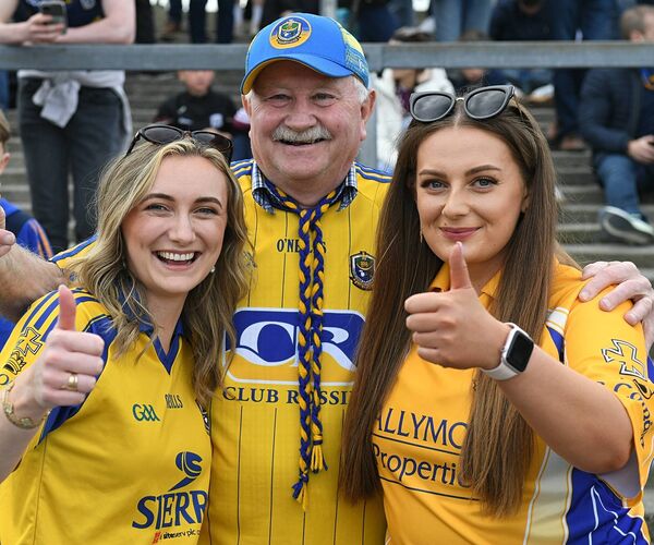 UP THE ROSSIES: Niamh Fannon, Gerry Allen and Katherine Mullaney, Kilbride, supporting the Roscommon senior footballers during Sunday's Connacht senior football final against Galway at King and Moffatt Dr. Hyde Park. Picture: Gerard O'Loughlin