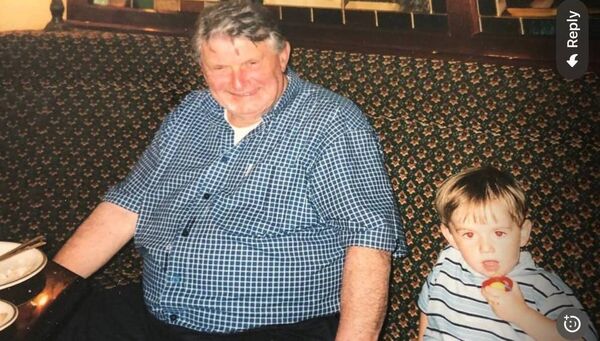 A young Andrew Flannelly pictured in Tully's Hotel, Castlerea with his grandfather, the late JJ Flannelly.