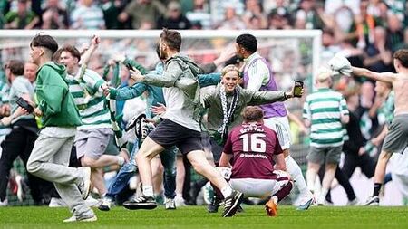 Celtic crush Hearts’ dreams as late win clinches fifth straight title